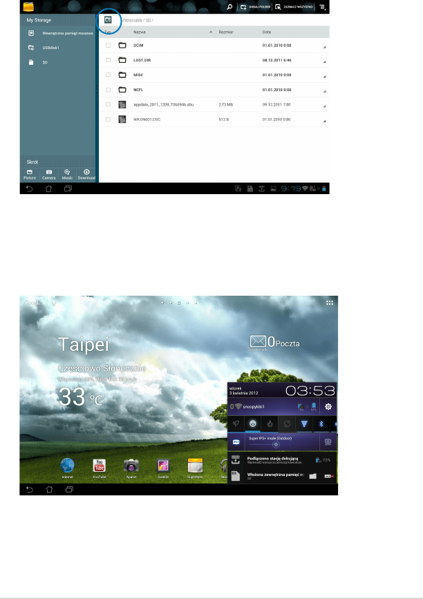 Ilustracja: ASUS transformer Pad TF700/TF70070 podręcznik użytkownika, Strona 23